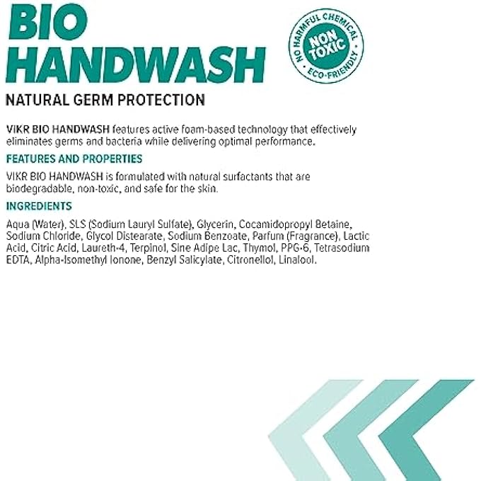 VIKR BIO HANDWASH - BIODEGRADABLE FORMULA FOR THOROUGH GERM DEFENSE, SKIN-FRIENDLY, ECO-FRIENDLY HYGIENE SOLUTION - BIO HANDWASH WITH NATURAL INGREDIENTS - Image 3